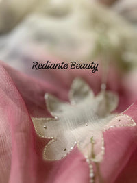 Off-White Chiffon Saree – Serenity Bloom in Pastel Symphony