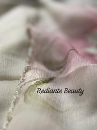 Off-White Chiffon Saree – Serenity Bloom in Pastel Symphony