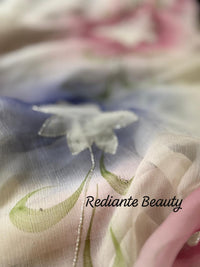 Off-White Chiffon Saree – Serenity Bloom in Pastel Symphony