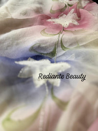 Off-White Chiffon Saree – Serenity Bloom in Pastel Symphony