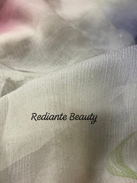 Off-White Chiffon Saree – Serenity Bloom in Pastel Symphony