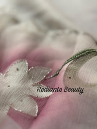 Off-White Chiffon Saree – Serenity Bloom in Pastel Symphony