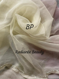 Off-White Chiffon Saree – Serenity Bloom in Pastel Symphony