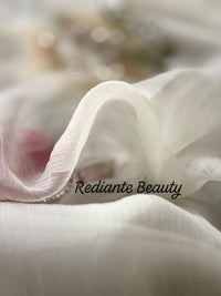 Off-White Chiffon Saree – Blush Bloom Elegance with Swarovski Detailing