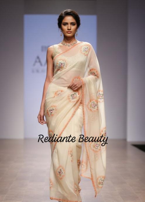 Off-White Chiffon Saree – Floral Whisper in Pastel Elegance