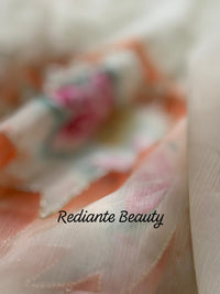 Off-White Chiffon Saree – Floral Whisper in Pastel Elegance