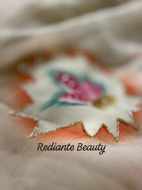 Off-White Chiffon Saree – Floral Whisper in Pastel Elegance