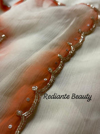 Off-White Chiffon Saree – Floral Whisper in Pastel Elegance