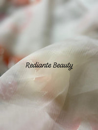 Off-White Chiffon Saree – Floral Whisper in Pastel Elegance