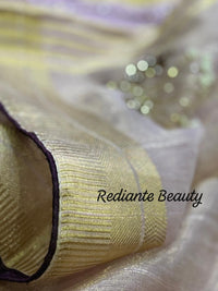 Light Mauve Tissue Organza Saree – Regal Purple Glamour with Golden Zari