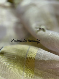 Light Mauve Tissue Organza Saree – Regal Purple Glamour with Golden Zari