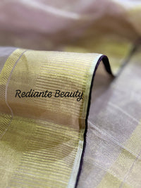 Light Mauve Tissue Organza Saree – Regal Purple Glamour with Golden Zari