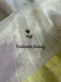 Light Mauve Tissue Organza Saree – Regal Purple Glamour with Golden Zari