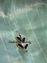 Turquoise Green Tissue Organza Saree – Peacock Elegance in Gold Weave