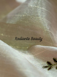 Light Pink Tissue Organza Saree – Purple Elegance with Golden Zari Glamour