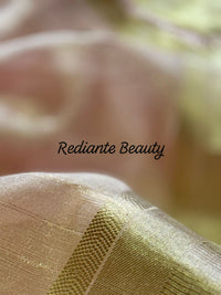 Light Pink Tissue Organza Saree – Purple Elegance with Golden Zari Glamour