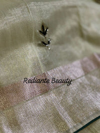 Pistachio Green Tissue Organza Saree – Forest Green Embellished Elegance