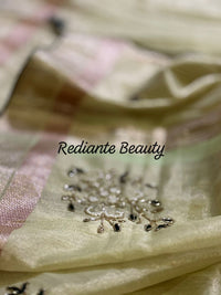 Pistachio Green Tissue Organza Saree – Forest Green Embellished Elegance