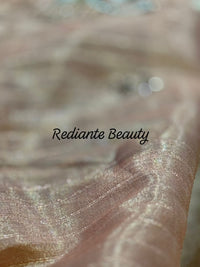 Peach Gold Tissue Organza Saree – Maroon Lining & Hand Embroidered Floral Motifs