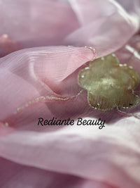 Baby Pink Chiffon Saree – Silver Scallop Border & Floral Cut Dana Embellishments