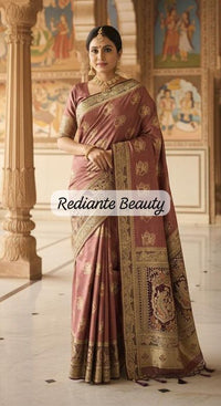 Mauve Brocade Silk Saree – Mankolam Heritage Splendor