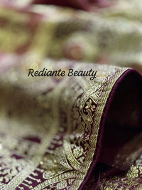 Mauve Brocade Silk Saree – Mankolam Heritage Splendor