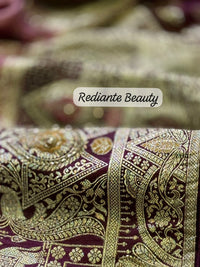 Mauve Brocade Silk Saree – Mankolam Heritage Splendor