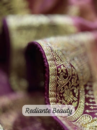 Mauve Brocade Silk Saree – Mankolam Heritage Splendor