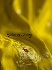 Mustard Golden Yellow Dola Silk Saree – Royal Mankolam Tradition