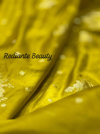 Mustard Golden Yellow Dola Silk Saree – Royal Mankolam Tradition