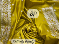 Mustard Golden Yellow Dola Silk Saree – Royal Mankolam Tradition