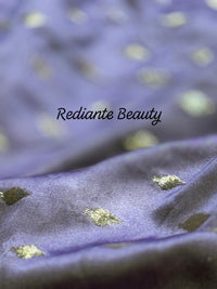 Lavender Dola Silk Saree – Golden Embellished Peacock Lotus Elegance