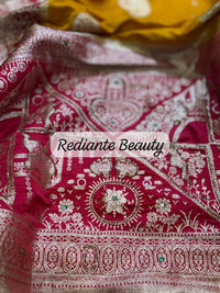 Turmeric Golden Yellow Dola Silk Saree – Magenta Pallu Elegance