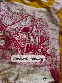 Turmeric Golden Yellow Dola Silk Saree – Magenta Pallu Elegance