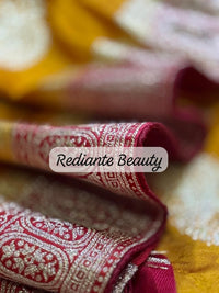 Turmeric Golden Yellow Dola Silk Saree – Magenta Pallu Elegance