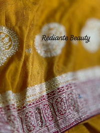 Turmeric Golden Yellow Dola Silk Saree – Magenta Pallu Elegance