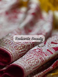 Turmeric Golden Yellow Dola Silk Saree – Magenta Pallu Elegance