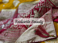 Turmeric Golden Yellow Dola Silk Saree – Magenta Pallu Elegance