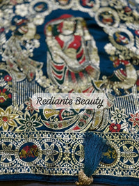 Peacock Blue Dola Silk Saree – Classical Dancer Elegance