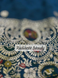 Peacock Blue Dola Silk Saree – Classical Dancer Elegance