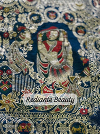 Peacock Blue Dola Silk Saree – Classical Dancer Elegance