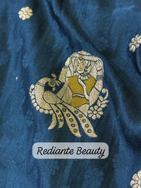 Peacock Blue Dola Silk Saree – Classical Dancer Elegance