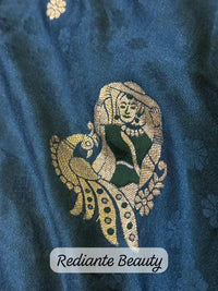 Peacock Blue Dola Silk Saree – Classical Dancer Elegance