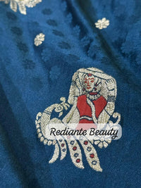 Peacock Blue Dola Silk Saree – Classical Dancer Elegance