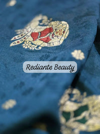 Peacock Blue Dola Silk Saree – Classical Dancer Elegance