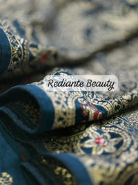 Peacock Blue Dola Silk Saree – Classical Dancer Elegance