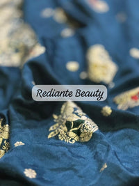 Peacock Blue Dola Silk Saree – Classical Dancer Elegance