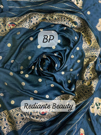 Peacock Blue Dola Silk Saree – Classical Dancer Elegance