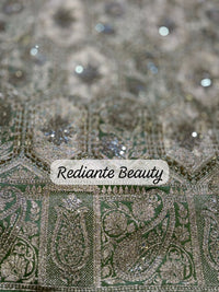 Olive Green Dola Silk Saree – Luxe Zari & Cut Dana Elegance