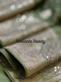 Olive Green Dola Silk Saree – Luxe Zari & Cut Dana Elegance
